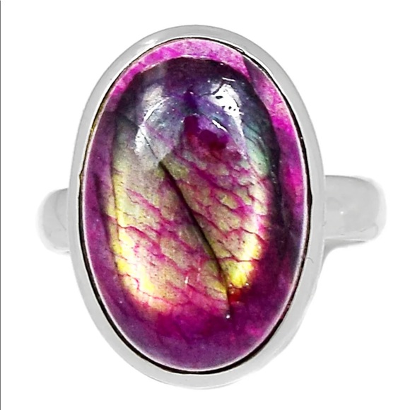 Earth Art hand crafted artisan Jewelry - Labradorite sterling silver size 6 rings